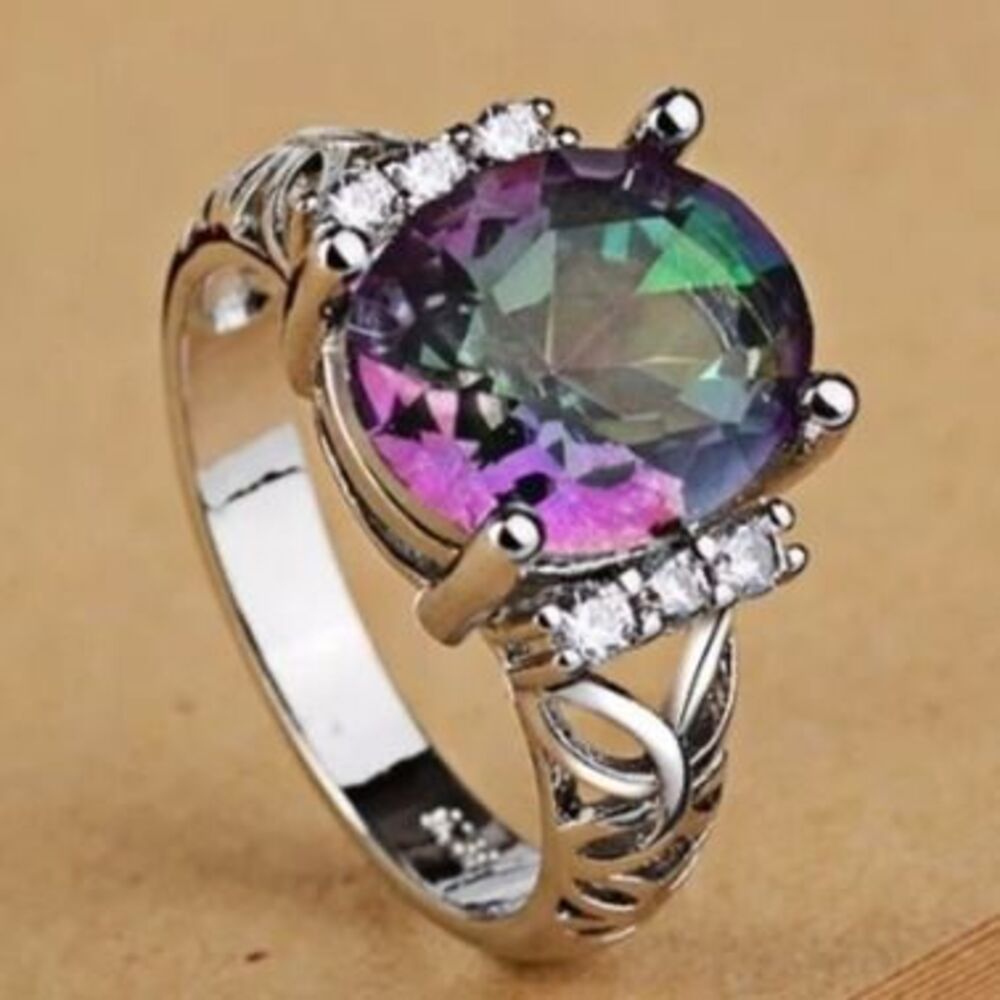 Sterling Silver Mystic Fire Rainbow Ring